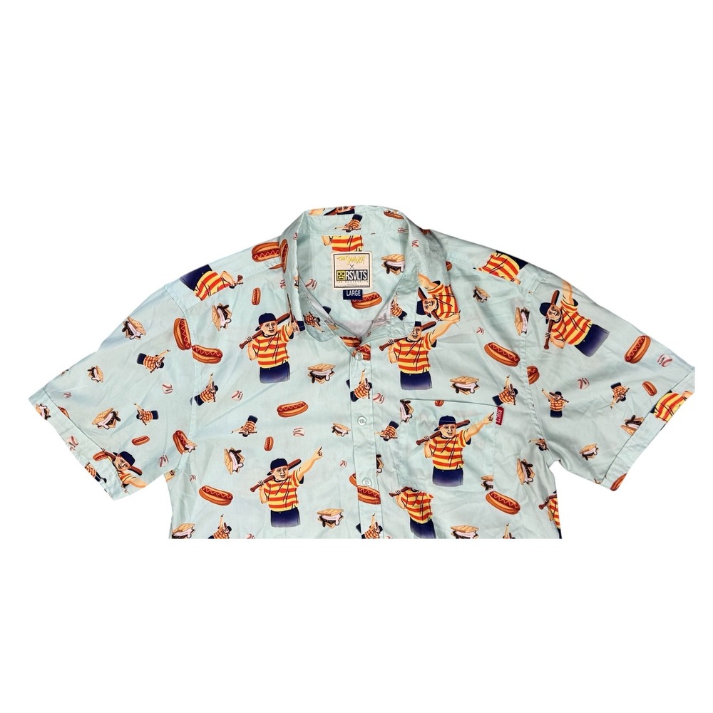 RSVLTS The Sandlot Ham Porter Smores Hot Dog Button Down Shirt Mens Large L Blue - Picture 3 of 11